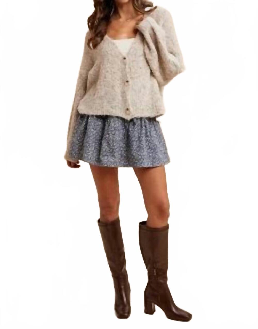 NEW ANNIEWEAR ditsy floral brushed woven flare mini skirt in dried blue